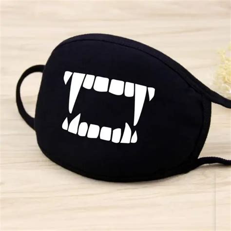 PCS Black Unisex Cartoon Masks Black Cotton Half Face Mask Funny Teeth Letter Mouth High