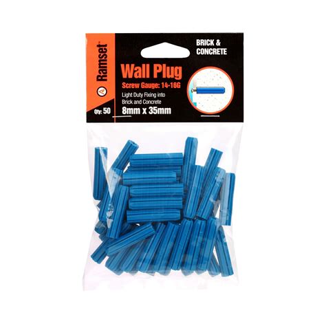 Ramset 8 X 35mm Blue Wall Plugs 50 Pack Bunnings New Zealand