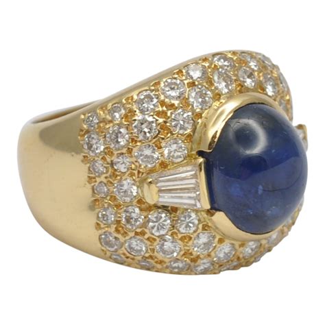 Cabochon Sapphire Diamond Gold Ring - Plaza Jewellery
