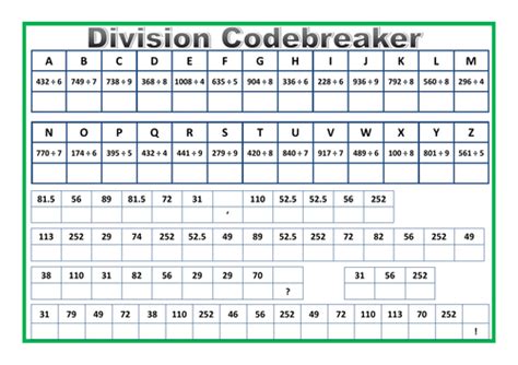 Division Codebreaker Worksheet By Prof689 Teaching Resources Tes