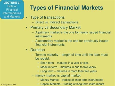 There are different types of financial markets which are described below: PPT - The Role of Financial Intermediaries and Financial ...