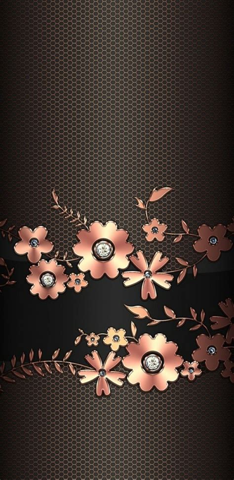 Metallic Floral Wallpaper Phone Backgrounds Wallpaper Backgrounds