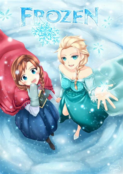 Elsa And Anna Anime Frozen Fan Art Disney Fan Art Anime