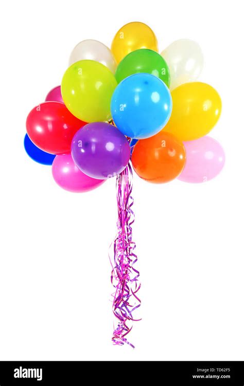 Many Bright Balloons Isolated On White Stock Photo Alamy