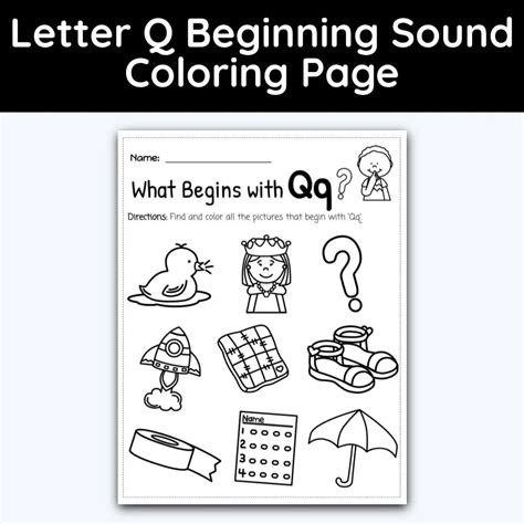 Letter Q Beginning Sound Coloring Page