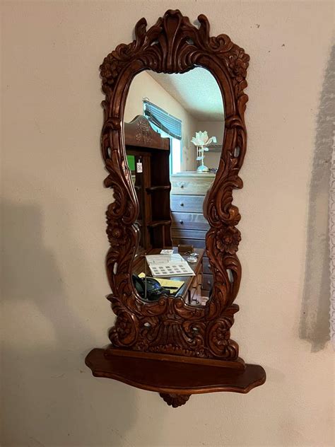 Lot 251 Vintage Royola Pacific Wood Carved Mirror Adams