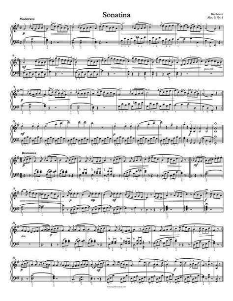 1 Page Version Free Piano Sheet Music Sonatina In G Beethoven
