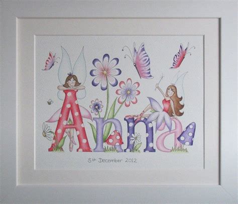 Anna Pink Red And Purple Fairy Name Painting From £28 Hand Painting