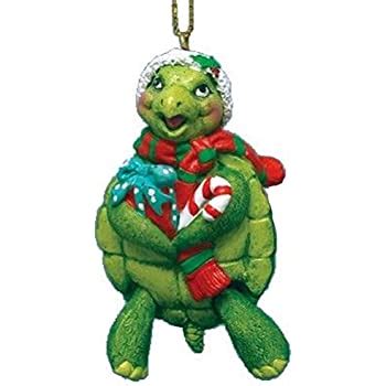 Amazon Com Sea Turtle Christmas Ornament Wearing A Santa Hat And Scarf