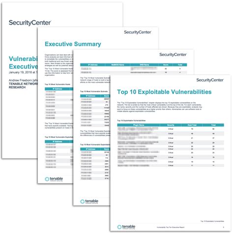 Vulnerability Top Ten Executive Report Sc Report Template Tenable