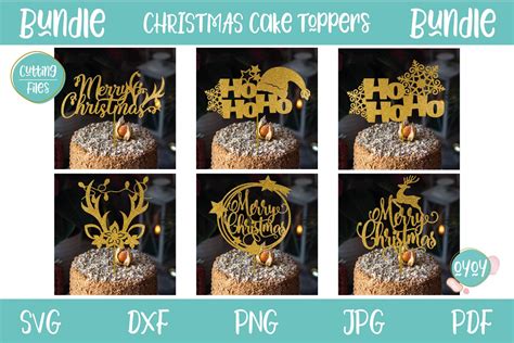 Christmas Cake Toppers Bundle Svg Cutting Files 1023318 Cut Files