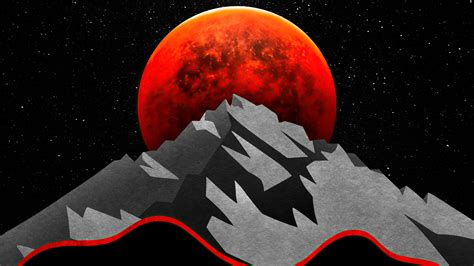 Download 1920x1080 Wallpaper Red Sun Between Mountains Digital Art
