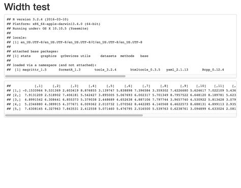 Html Width Of R Code Chunk Output In Rmarkdown Files Knitr Ed To Html