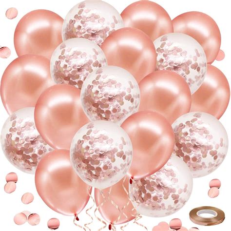 Mioparty™ Rose Gold Confetti Latex Balloons 50 Pack 12 Inch Premium