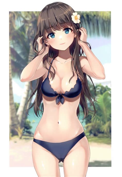 Unasaka Ryou Original Absurdres Highres Non Web Source Girl Beach Bikini Black Bikini