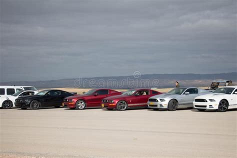 Ford Mustangs En El Circuito De Carreras Y En Los Caminos Del Desierto