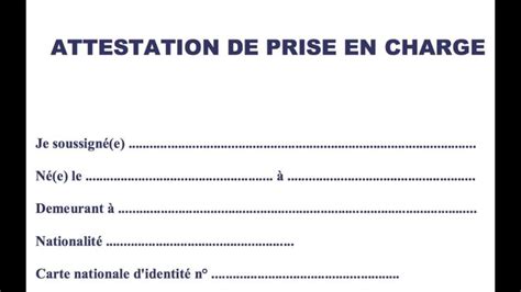 Attestation De Prise En Charge Visa France Pdf Recherche Google