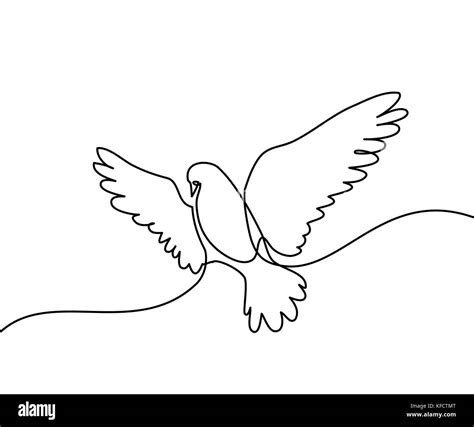 Kontinuierliche Eine Linie Zeichnen Fliegende Taube Logo Schwarze Und