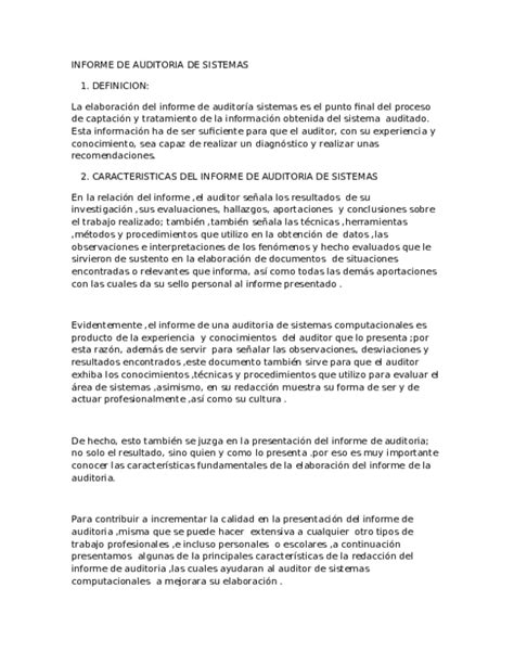Doc Informe De Auditoria De Sistemas Sergio Dutto