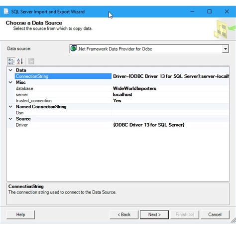 Connect To An Odbc Data Source Sql Server Import And Export Wizard Sql Server Integration
