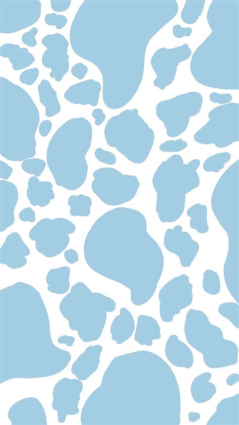 Cow Print Aesthetic Y Blue Baby Blue Pattern Simple Cute Hd