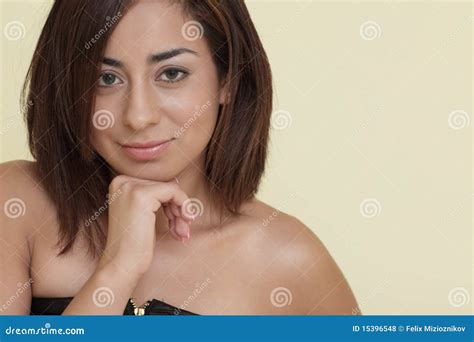 Woman With Hand Under Her Chin Stock Photo Image Of Woman Chin 15396548