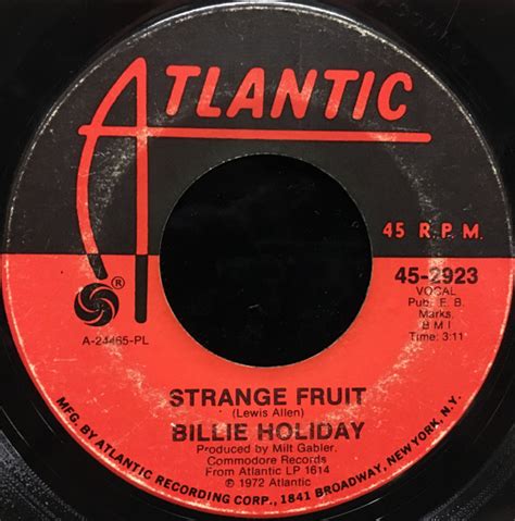 Billie Holiday Strange Fruit 1972 Pl Plastic Products Pressing