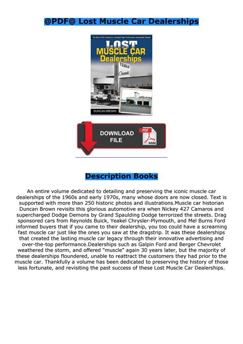 @PDF@ Lost Muscle Car Dealerships by f08fgjgfjfgj67 - Issuu