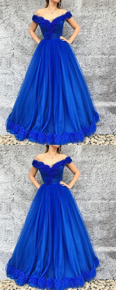 A Line Royal Blue Off Shoulder Long Prom Evening Dress M Evening