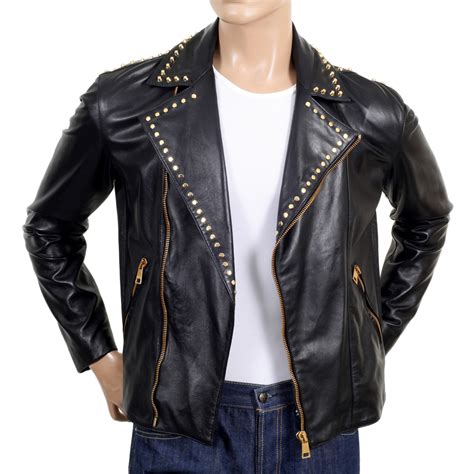Shop Versace Mens Leather Biker Jacket Online