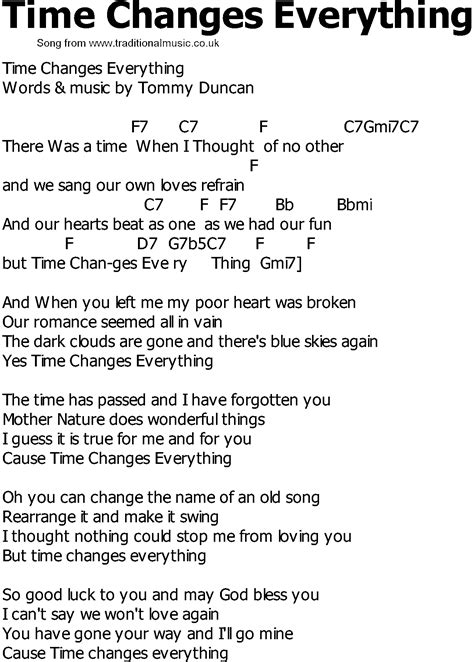 Old Country Song Lyrics With Chords Time Changes Everything