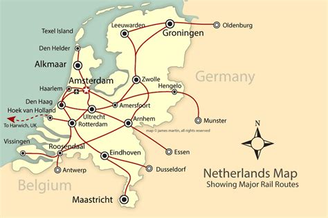 Rail And City Map Of The Netherlands Holland Mapping Europe