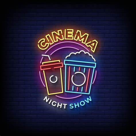 Premium Vector Cinema Night Show Neon Signs Style Text Vector