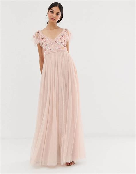 Needle And Thread Love Heart Maxi Dress In Rose Pink Asos Maxi Dress