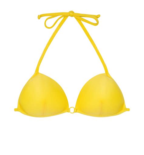 Yellow Triangle Bikini Top With Firmly Padded Cups Soutien Girassol