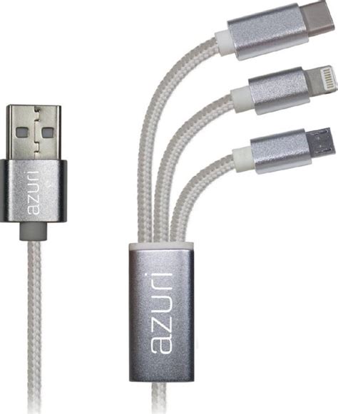 Azuri USB Charge Cable 1 2m MicroUSB Type C Lightning Sync Charge