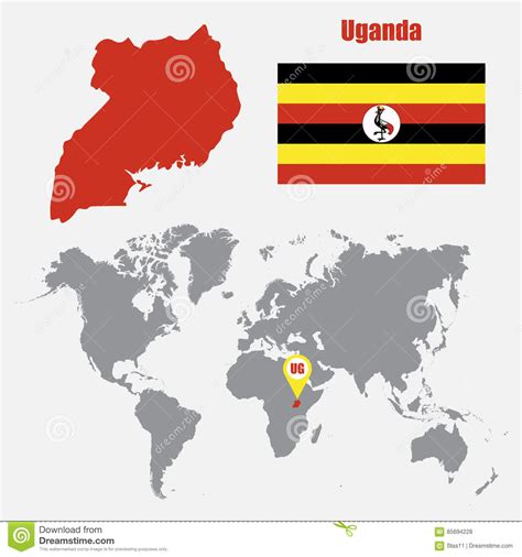 Search and share any place. Uganda Map On A World Map With Flag And Map Pointer. Vector Illustration Stock Illustration ...