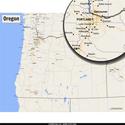 ScalableMaps: Vector map of Oregon (gmap smaller scale map theme)