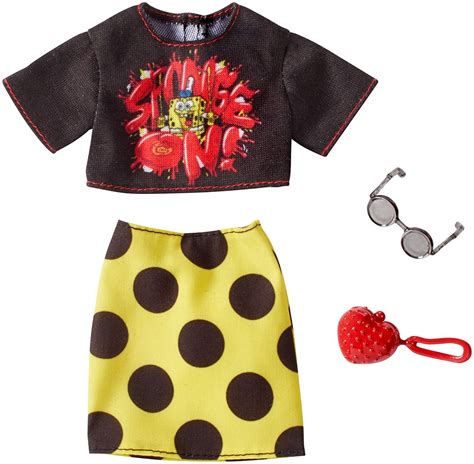 Barbie Spongebob Black Top And Yellow Polka Dot Skirt