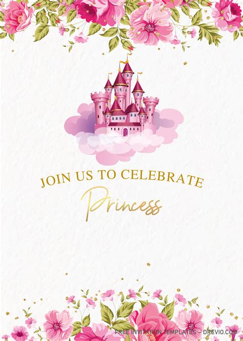Princess Castle Invitation Templates Editable With Microsoft Word In