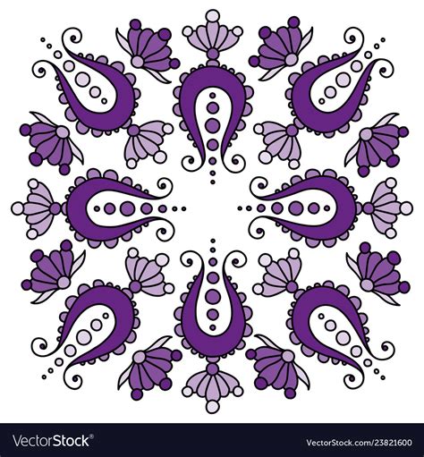 Colorful Handdrawn Mandala With Paisley On White Vector Image