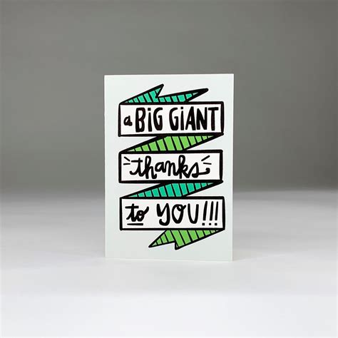 Big Giant Thanks Notecard Fun Thank You Card Etsy Note Cards