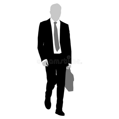 Silhouette Businessman Man In Suit With Tie On A White Background Stock