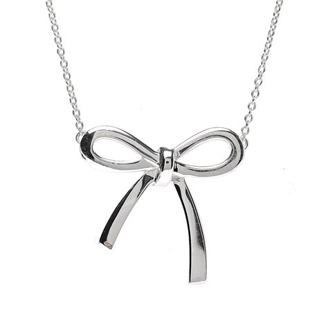 TIFFANY Sterling Silver Bow Pendant Necklace 631152 FASHIONPHILE