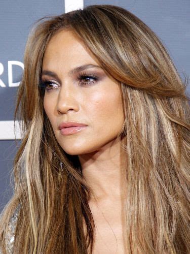 Lopez had streaks of caramel throughout deep brown, wavy. Pin by Kristyn Archer on Color | Jennifer lopez hair color ...