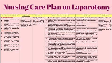 Ncp 19 Nursing Care Plan For A Patient Undergoing Laparotomy Abdominal