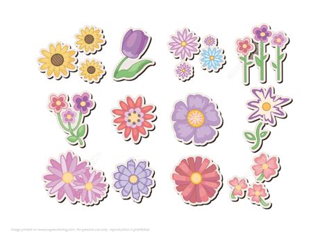 Printable Flower Stickers Free Printable Papercraft Templates Novosti Floral Stickers Bullet