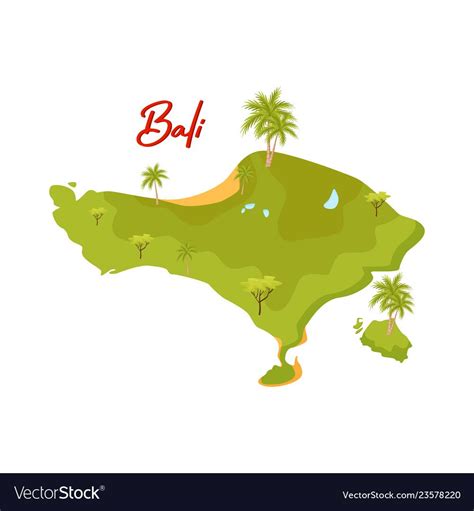 Flat Design Bali Map Green Island Vector Image On VectorStock Bali Map Bali Cartoons Vector