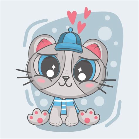 Premium Vector Cute Lovely Cat Cartoon Illustration