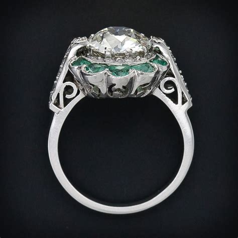 256 Carat Vintage Diamond Ring With Emeralds At 1stdibs